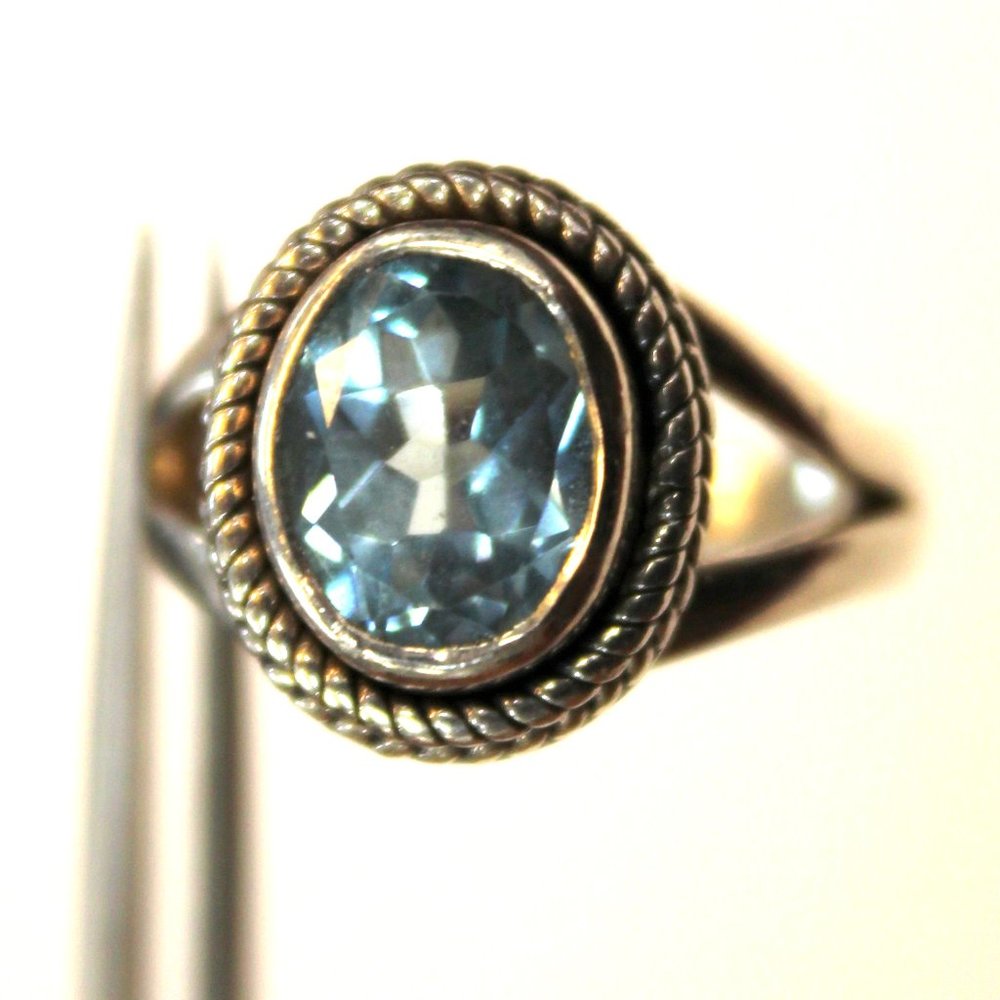Aquamarine, 925 Sterling Silver Engagement Ring